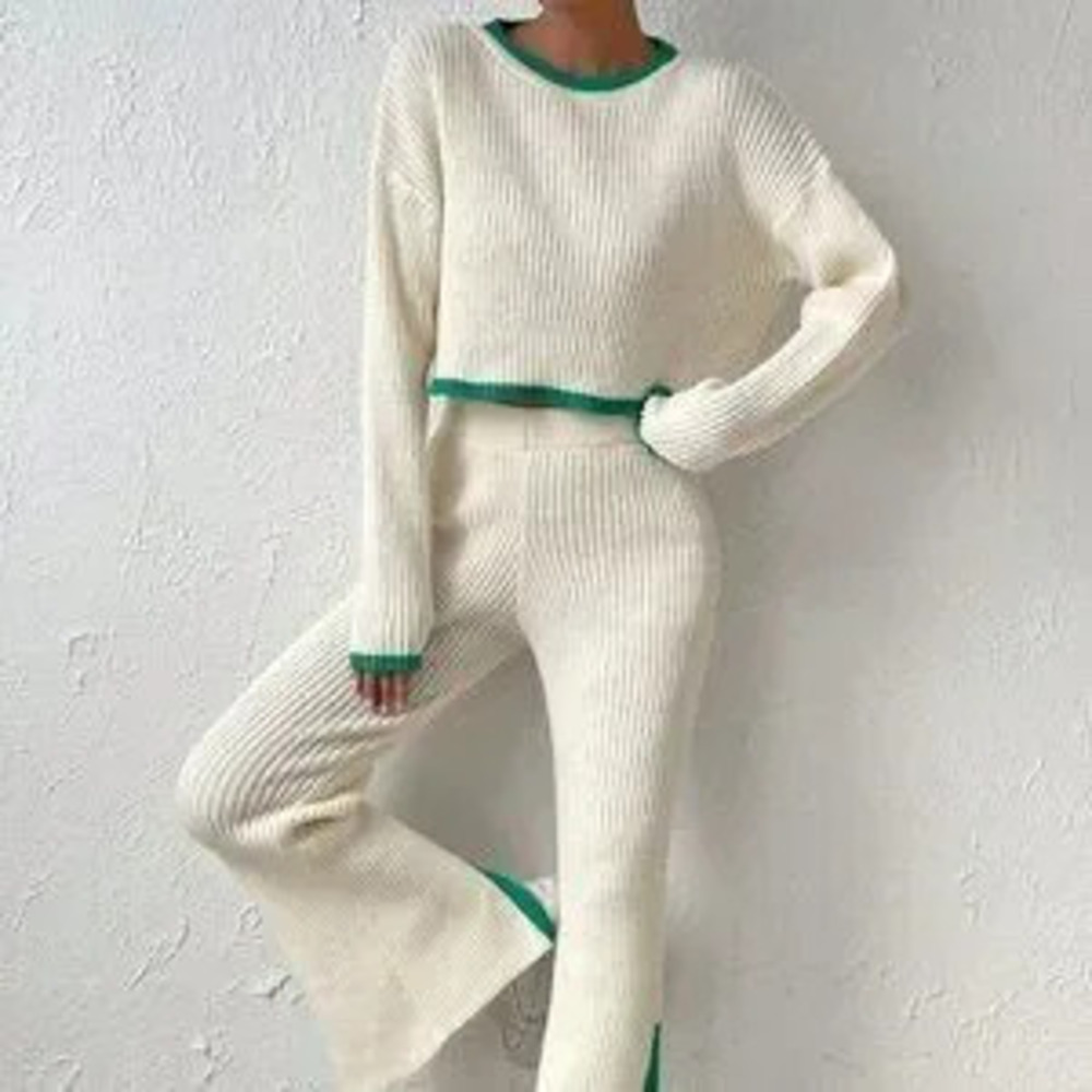 ZARA Beige Casual Womens Star Pattern Sweater & Knit Pants